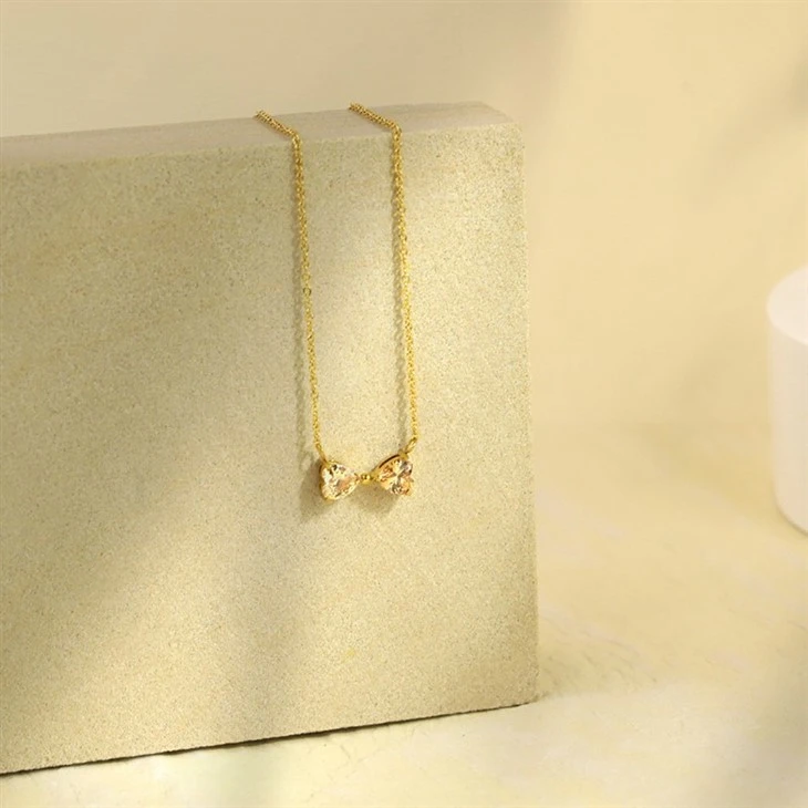 Heart Zircon Bow Pendant Necklace price
